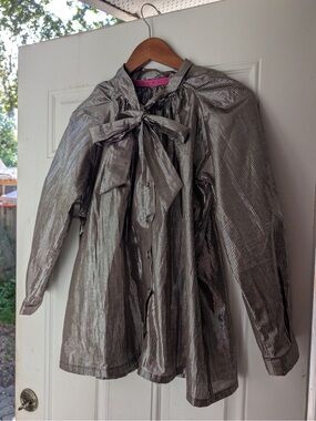 Buru pink label Metallic Silver Big Bow Blouse
